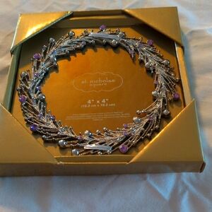 St Thomas Square Silver. & little Pink Stones.  4 x 4.   NWOT.Picture Frame SALE